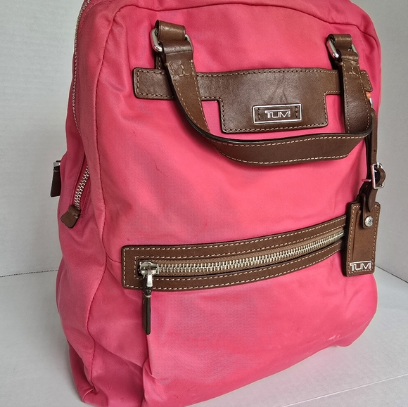 Tumi Pink and Brown Women's Backpack Y2K Vintage 90s - Picture 2 of 16